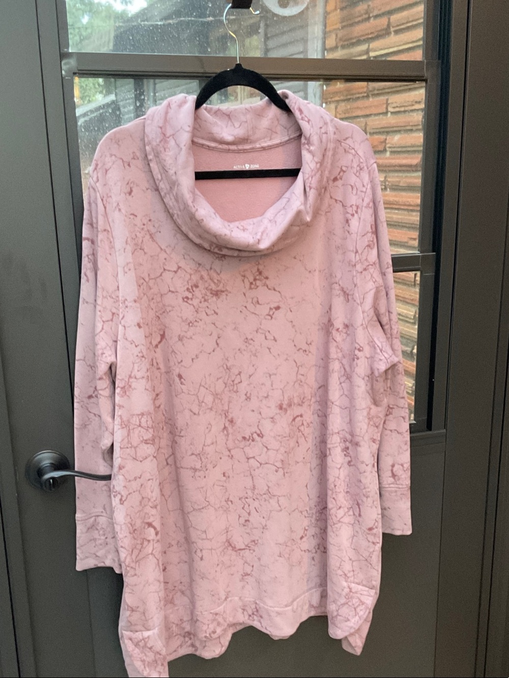 Marble-Print Light Pink Cowl Neck Sweater